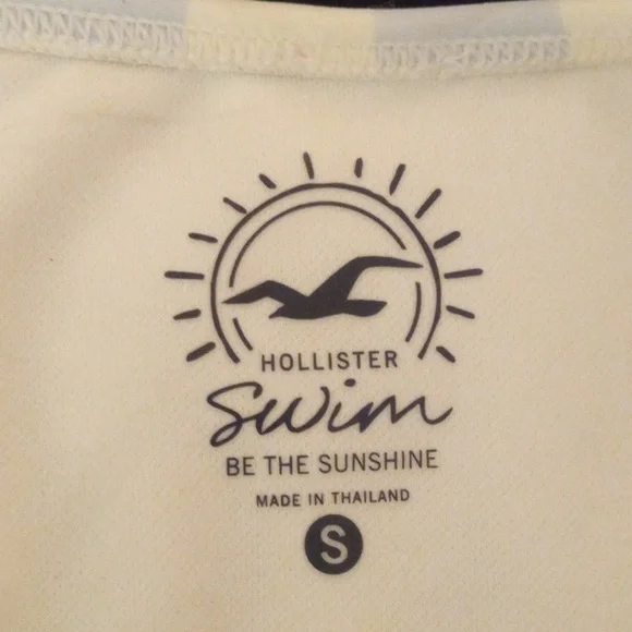 Hollister Swim One Piece Swimsuit Women Sz S White Blue Tie Front Cut Out - Picture 9 of 10